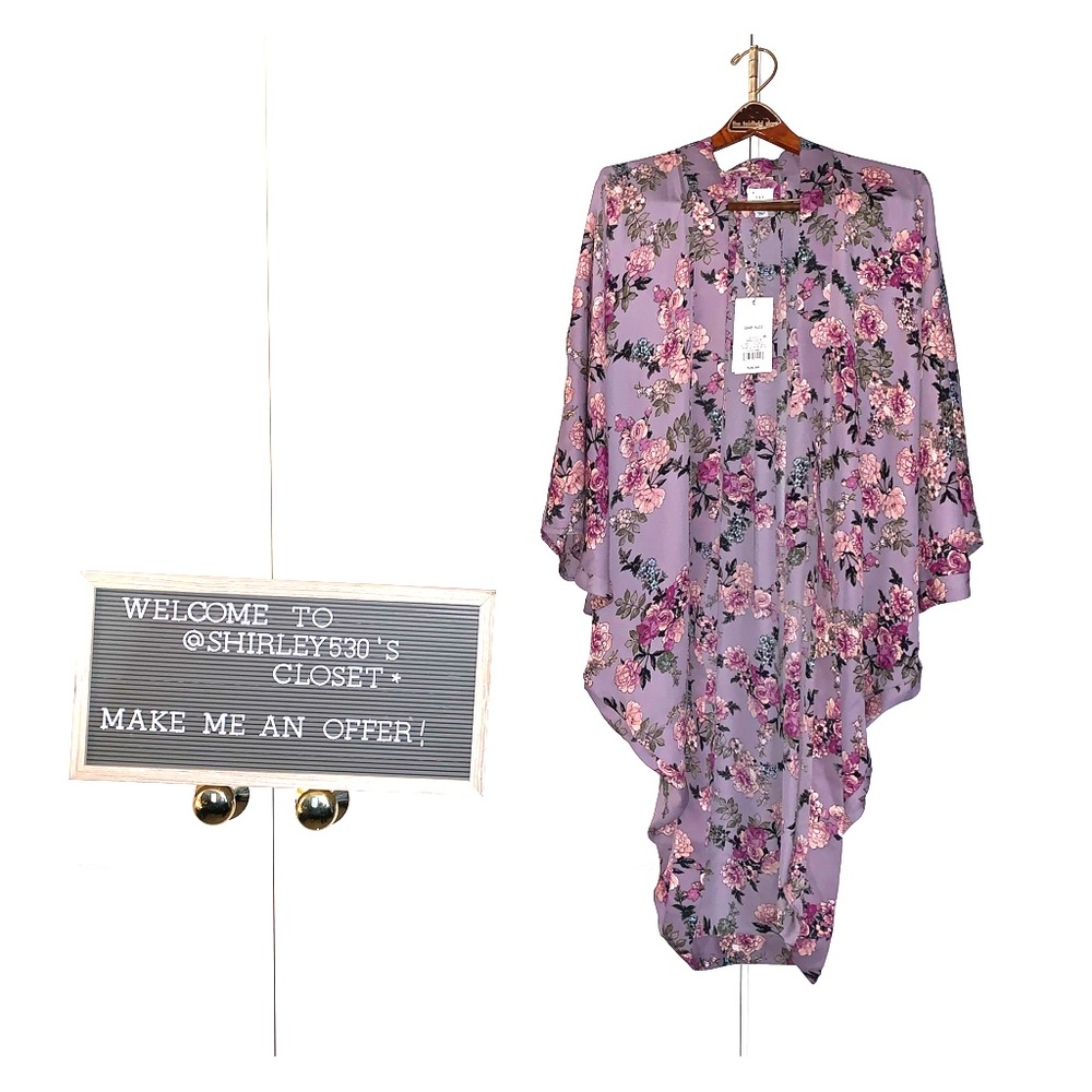 Women's Floral Print 3/4 Sleeve Midi Length Kimono